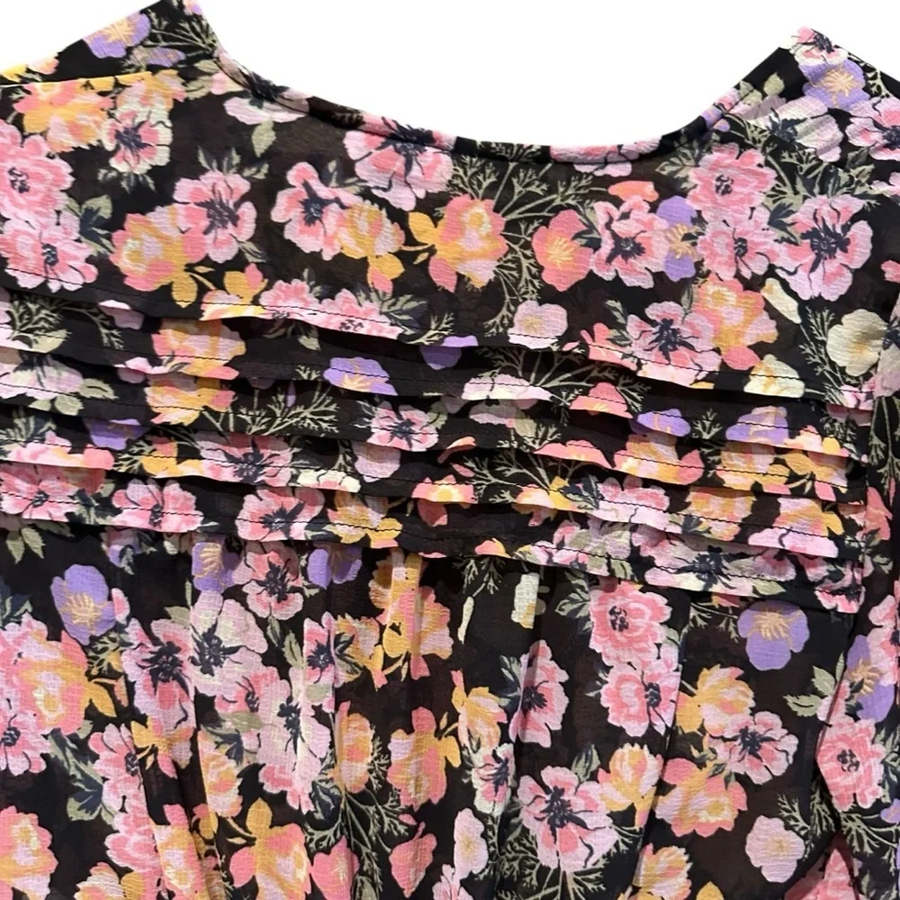 Free People Long Sleeve Maybel Blouse Women's Floral Print Black Combo Size XS - Picture 6 of 12